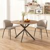 Round Dining Table for 4 People, Industrial Style Kitchen Table with Steel Legs, for Dining Room, Kitchen, Dark Brown