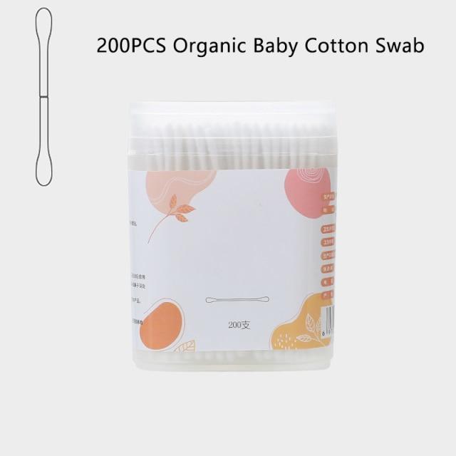 

200 шт. органические детские ватные палочки бумажные палочки ватные палочки для чистки ушей и носа ребенка ультра безопасные гипоаллергенные биоразлагаемые