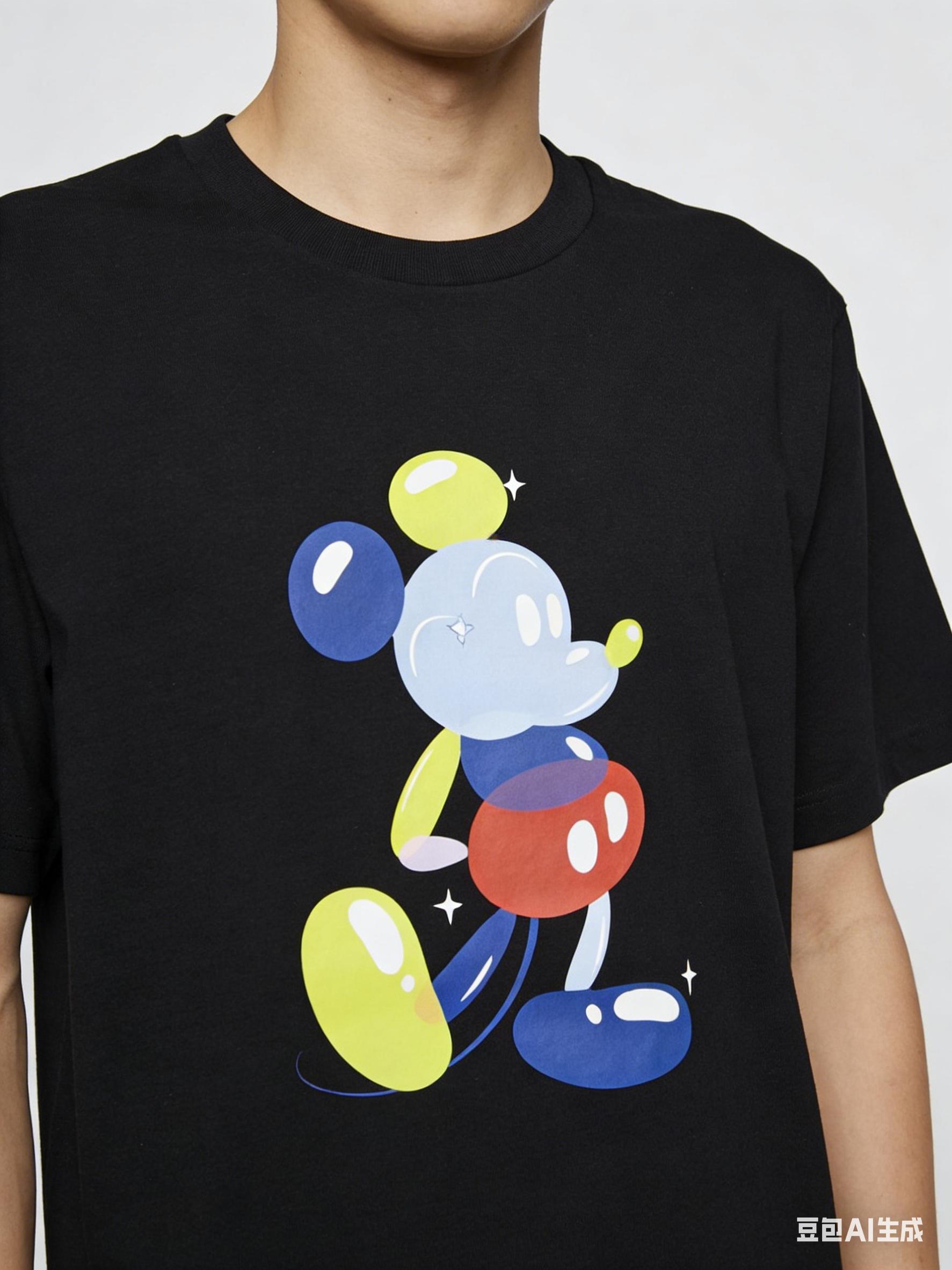 

2026 Hot Selling Fashion New Personalized Art Color Mickey Pattern Design Round Neck 3D Printed Casual Tshirt Large Size S разноцветный