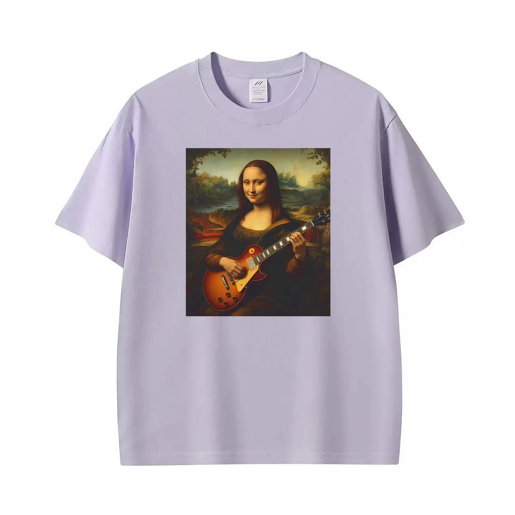 Mona Lisa Playing Electric Guitar Renaissance Art Rock Tee Shirt Unisex Unisex Fashion Aesthetic T Shirt Hot Sale Streetwear Tshirt