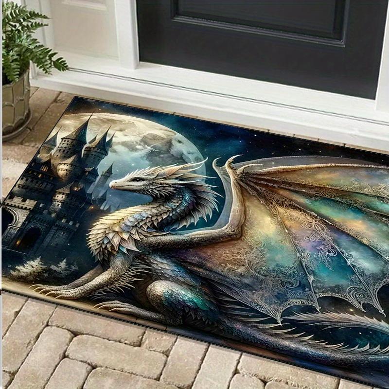 Dragon themed office rug for modernhome decor dragon art fantasydesign living room carpet Anti slip carpet can be machine washed