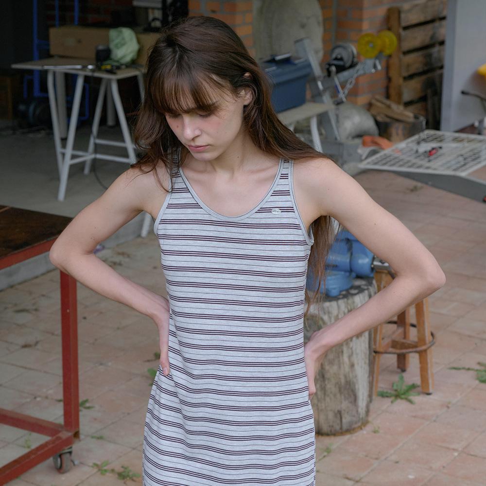Elssibeui Stripe Jersey Long Dress_Gray