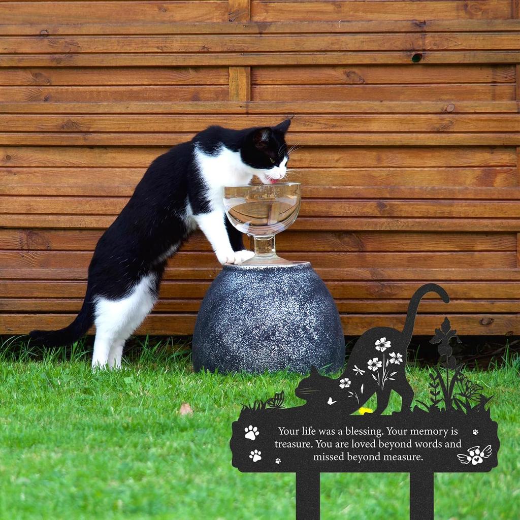 Grave Markers for Cemetery for Cat, Metal Grave Markers Yard Memorial Pet, Decorations for Cemetery for Loss of Cat Outdoors Garden Stake Decor (12 X