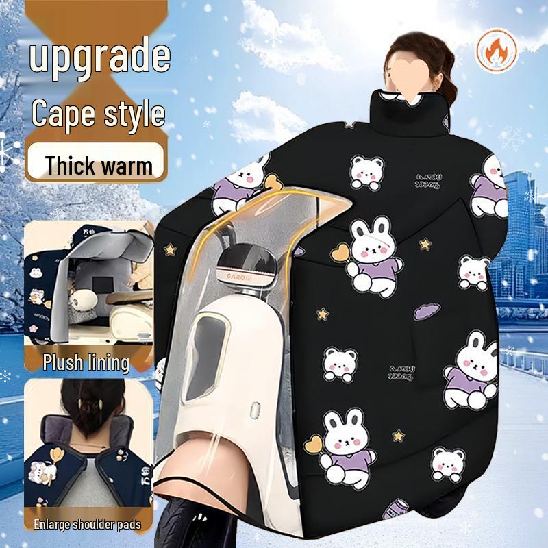 Winter Fleece Lined Windshield Cape: Thickened Windproof Cover for Neck, Shoulder Protection, Warmth & Cold Retention