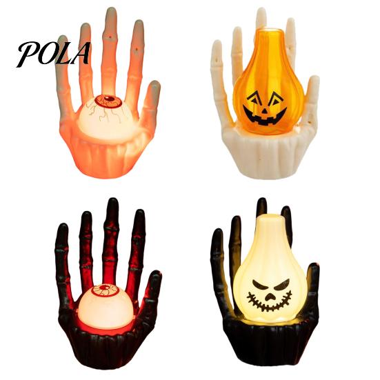Battery Powered Halloween Light Skeleton Hand Ghost Face Pumpkin/Scary Eyeball Night Light, LED Decorative Skull Lamp for Spooky Home Decoration