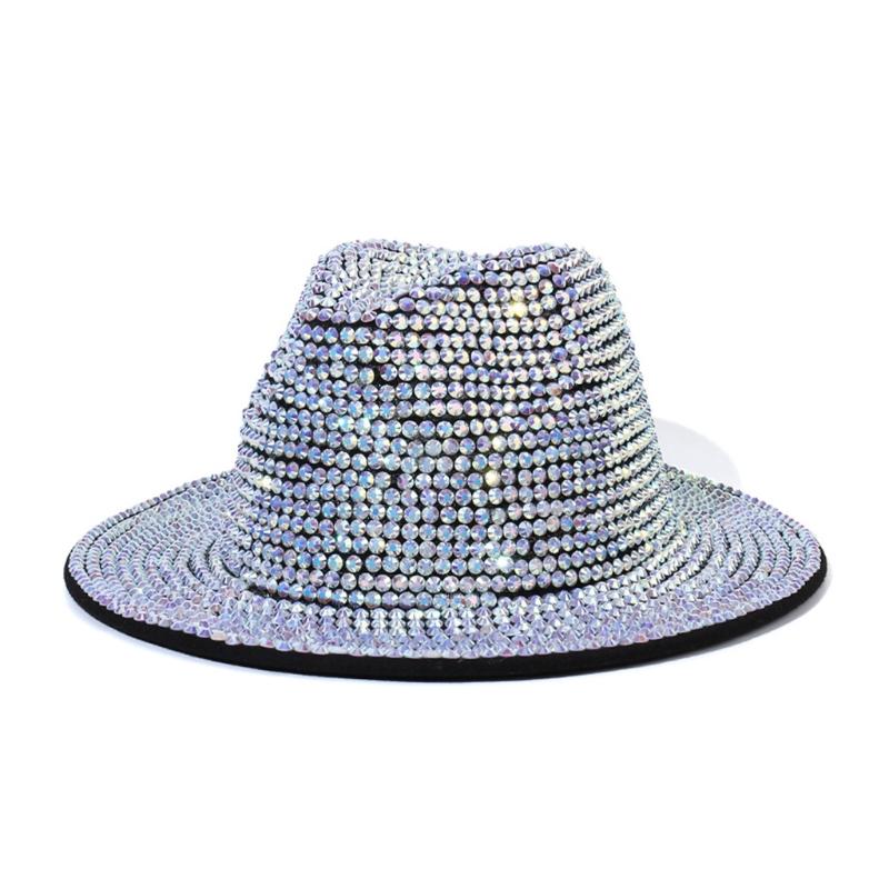 Retro Hipster Fashion Shiny for Rhinestone British Hat Jazz Outdoor Trend Women