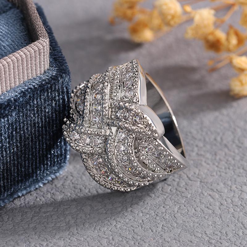 Anello di Lusso con Timbro S925 di Alta Qualità Colori Bianchi Pietra Zircone CZ per Donne Moda Matrimonio Fidanzamento Gioielli Regalo