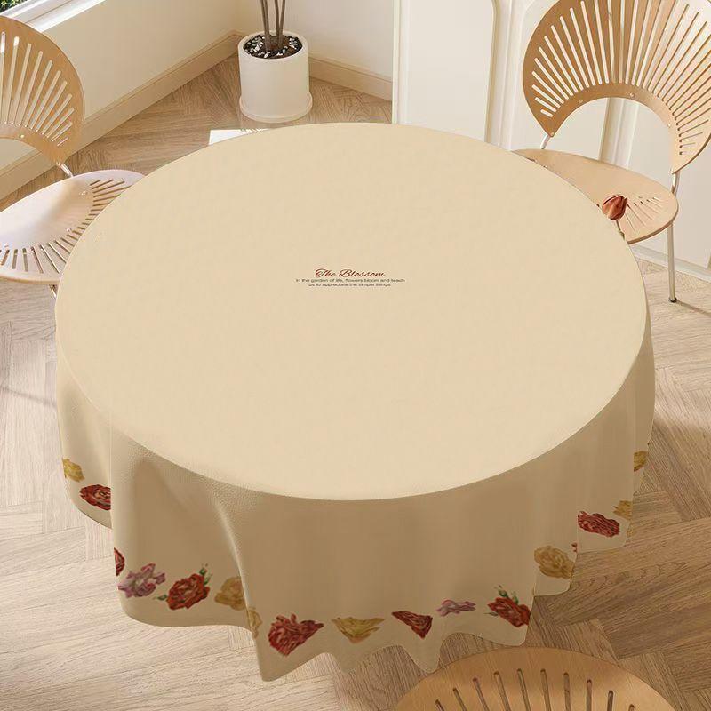 Circular Large-sized Table Fabric with Printed Waterproof Desktop Protective Cover Thickened Dustproof Heat-proof Tablecloths for Home Decoration 1pc
