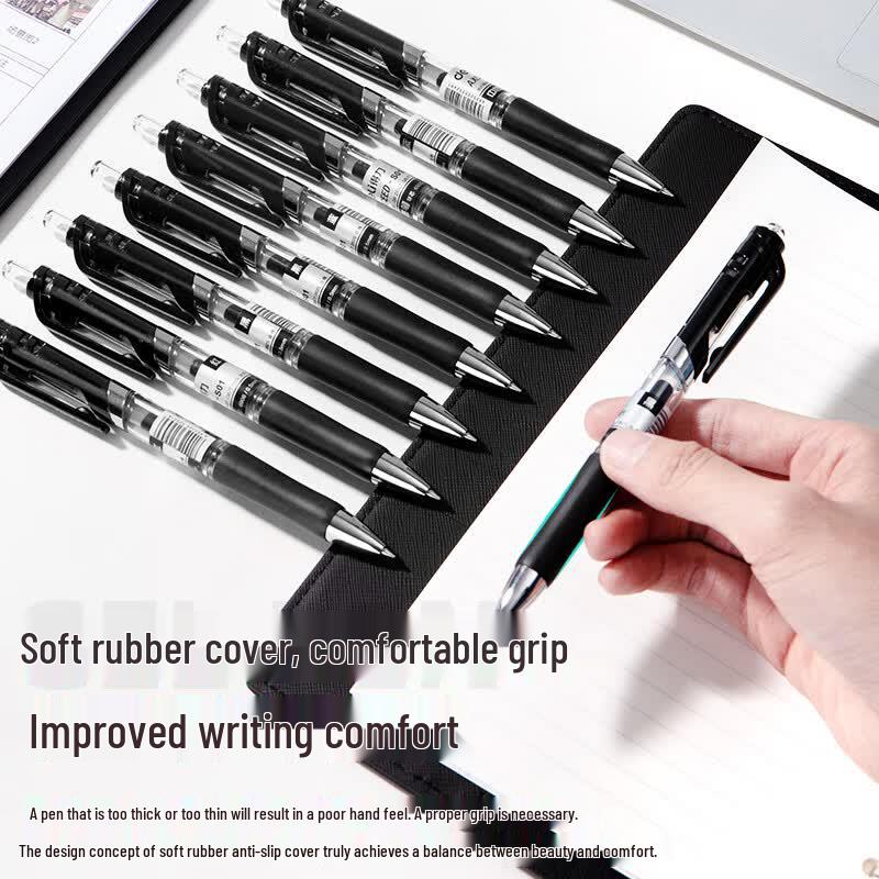 Deli S01 0.5mm Ret Retractable Black Gel Pens (30-Pack)