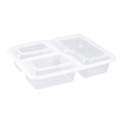 Transparent 3-Compartment Plastic Bento/Takeout Containers
