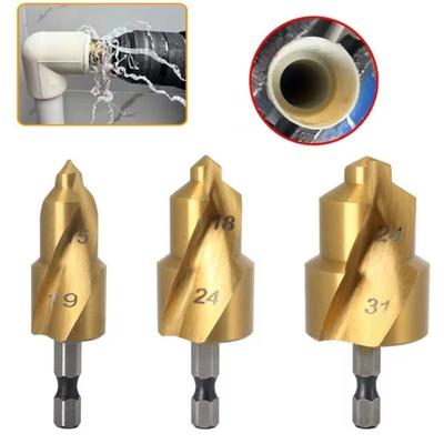 Hexagon Shank PPR Lifting Drill Bit Water Pipe Connection Tool 20/25/32/40/50mm Step Drill Spiral Titanium Plated Hole Opener