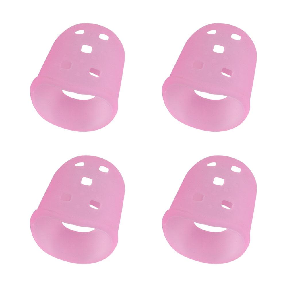 4pcs/set Non-Slip Guitar Fingertip Protectors Rubber Thimble Solid Color Silicone Finger Guards Guitar Accessories