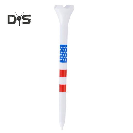 10/20/50 Pcs Golf Tees Unbreakable Plastic Golf Tees Reduces Friction Side Spin Golf Accessories USA Flag Pattern Long Golf Tees Bulk