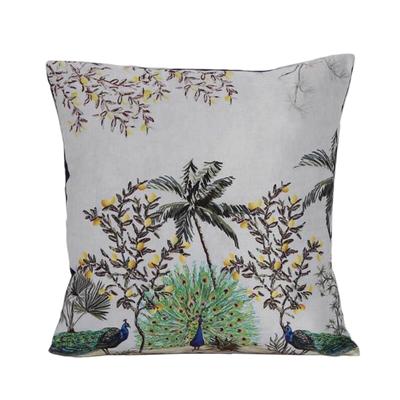 KOKO MAISON INC Kissenbezug „Tanzender Pfau“ aus Polystain | Klappenverschluss | Digitaldruck