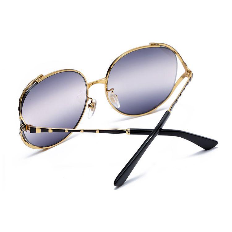 Gucci Metal Square Sunglasses Women sunglasses Gold Black Gray GG0595S