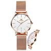 OLEVS Women's Minimalist Casual Watch Rose Gold Silver Leather Band Waterproof Thin Analog Quartz with Date Calendar