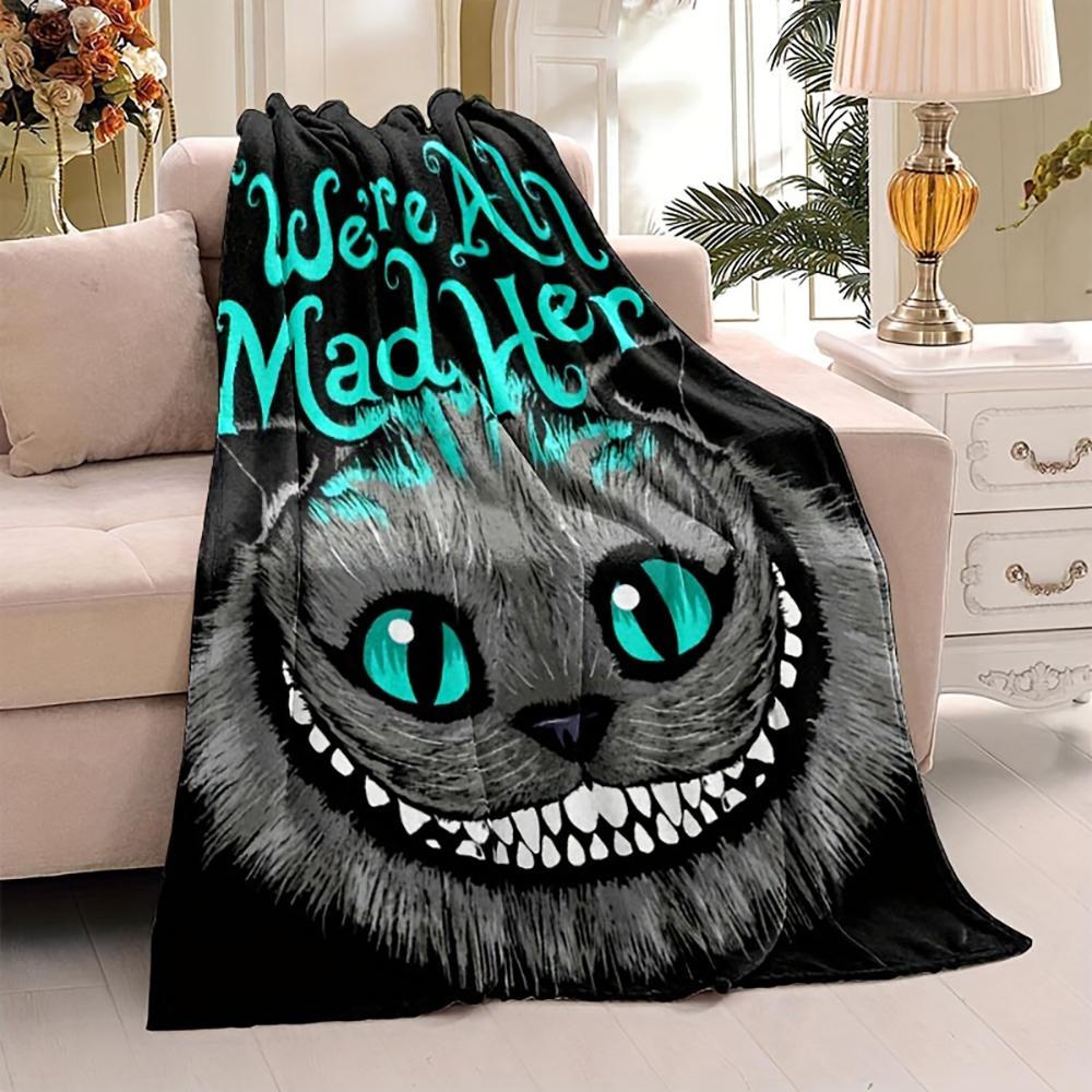 Mad Hatter Cat Printed Blanket , Warm and comfortable throw blanket sofa bed sofa camping trip, the best gift.