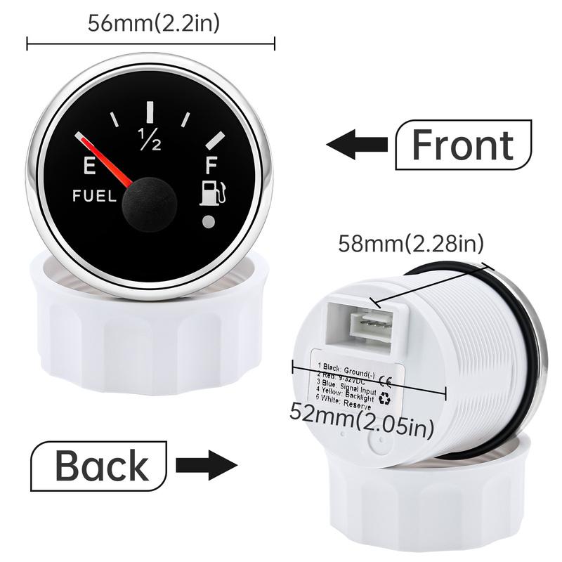 52mm LED Fuel Level Gauge + Fuel Float Level Sensor 240-33ohm For Auto Car Marine Boat With 7 Color Backlight 12V~24V Waterproof