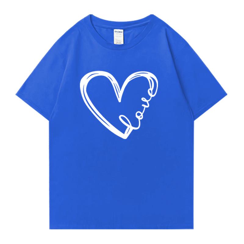 Fashion Love Heart Printed Crew Neck Cotton Men Women short sleeve t-shirts Summer Oversized Tee shirt streetwear plus size top