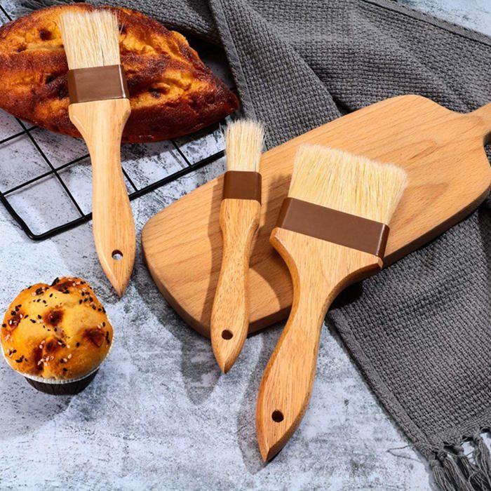 Pinceau de cuisine - aluyf - bois de hêtre - poils de sanglier - durable - lavable au lave-vaisselle