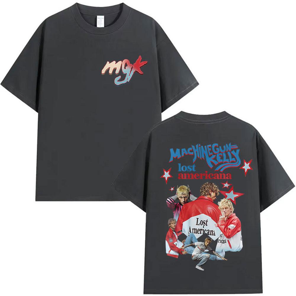 

Rapper Mgk Lost Americana Album 2026 Merch T Shirt Mens Hip Hop Fashion Cotton Short Sleeve Tshirt Fans Loose Clothing Summer S