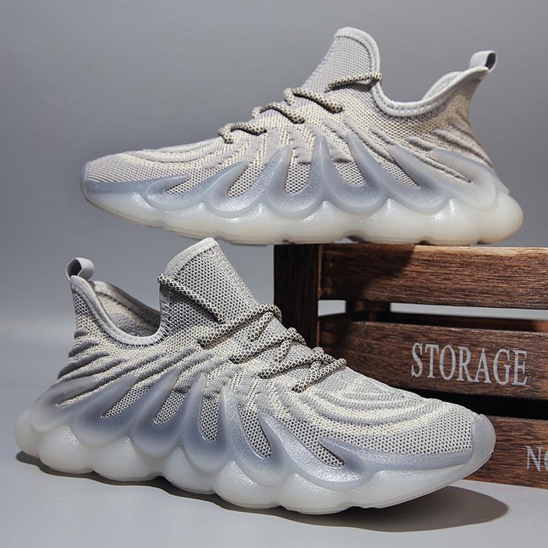 Autumn New Men's Shoes Fashion Jelly Sole Sports Shoes Comfortable Breathable Running Shoes Large Size Cross-border Leisure