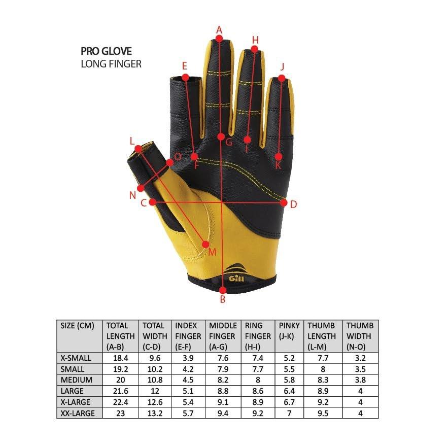 Gill Pro Gloves Long Finger 7453 Navy XXL High Grip Water Sports Sailing Gloves