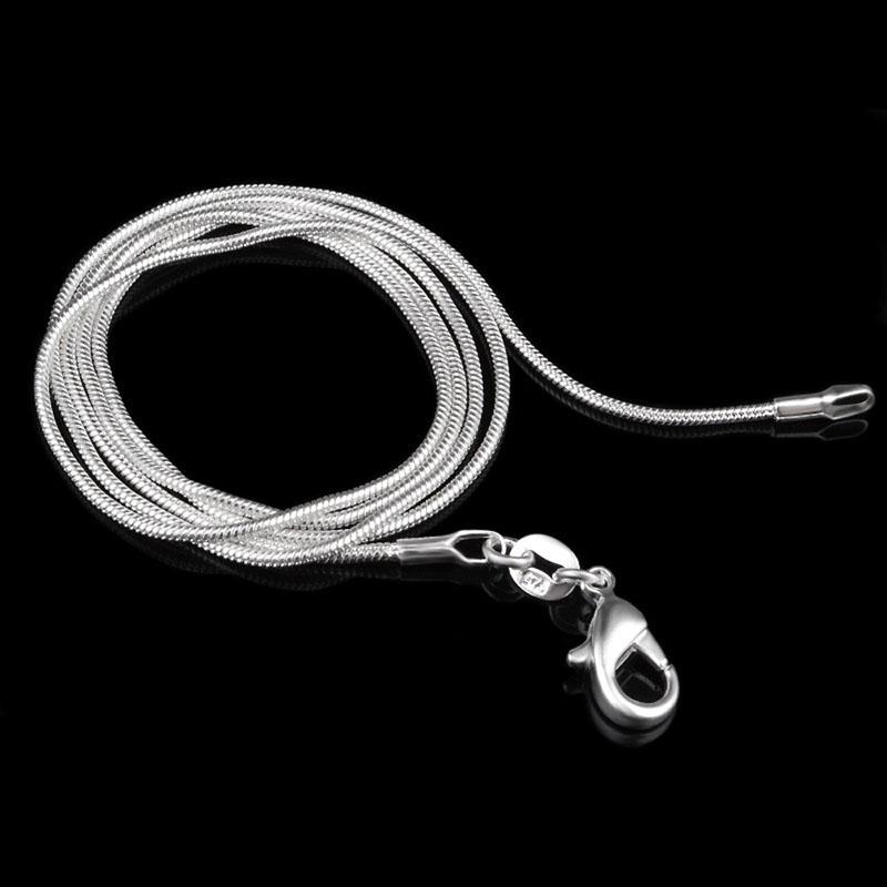 1MM Silver-Plate Snake Chain Necklace Chokers for Women Statement Jewelry Silver Color Elegant Fashion Accessories