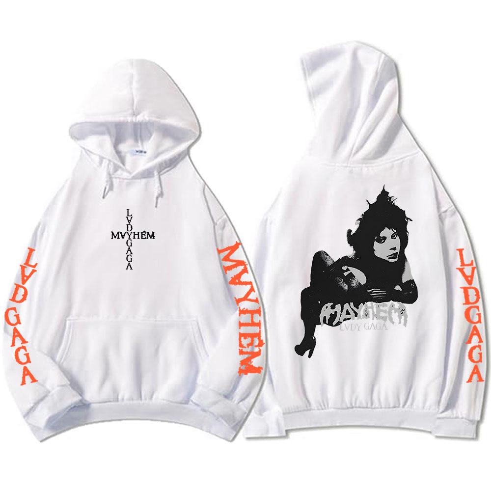 Hooded Pullovers Lady Gaga Mayhem Album Graphic Hoodies Hip Hop Unisex Streetwear Long Sleeve Loose Oversized Y2k Male Sweatshirts Print Hoody