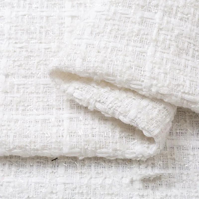 Thicken Tweed Fabric  for Vest Coat  Dress Clothing DIY Sewing Sequins Woolen Cloth Black White Red Blue By Half A Meter Winter