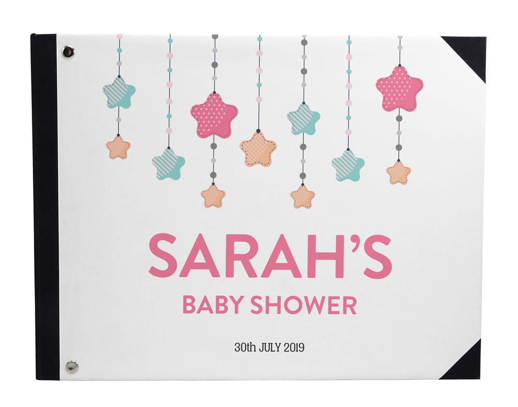 Darling Souvenir Blue Seamless Heart & Baby Objects Personalized Printed Baby Shower  Guest  Book  Scrapbook-7 x 9