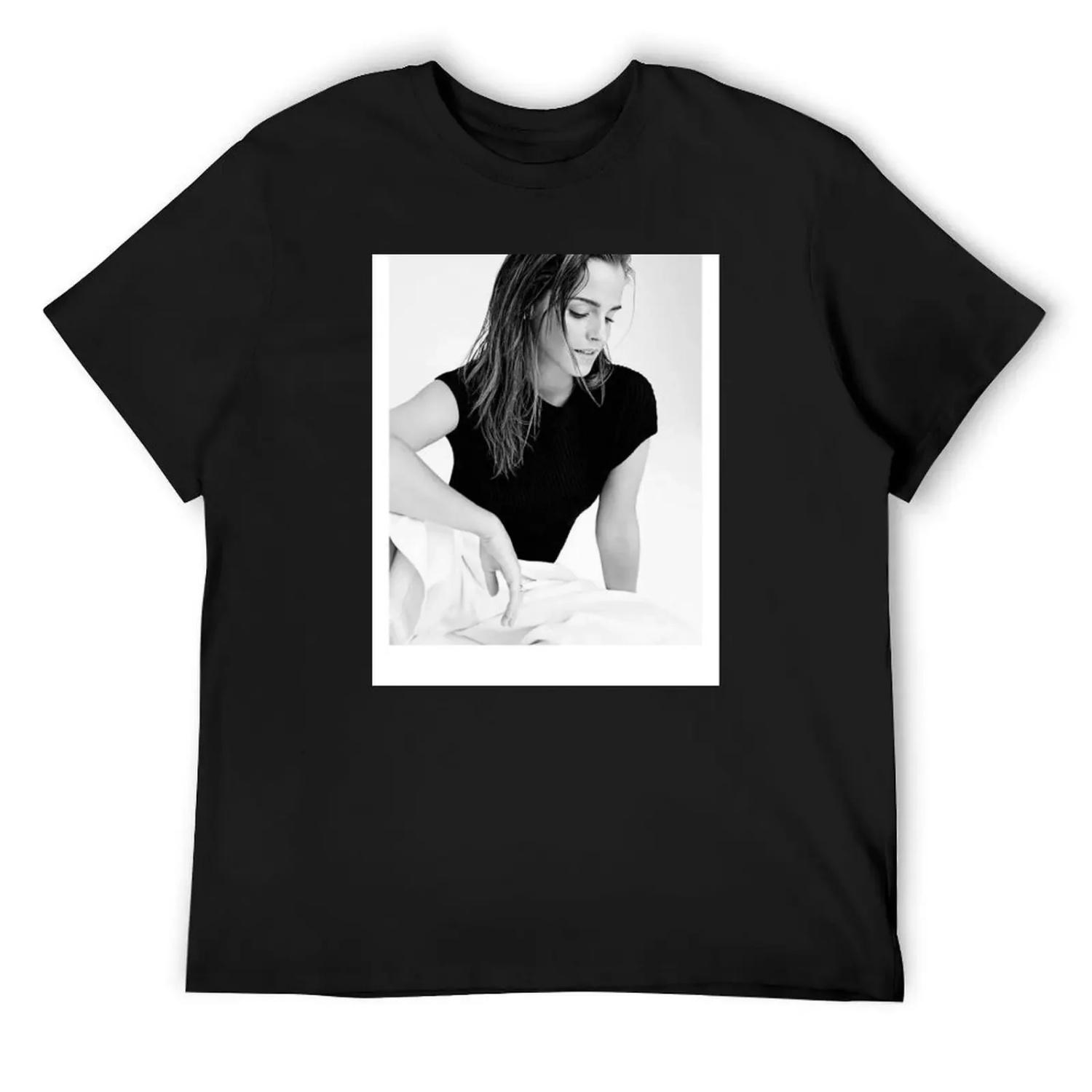 Emma Watson T-Shirt plus size clothes vintage anime shirt luxury t-shirt men tshirt S чёрный