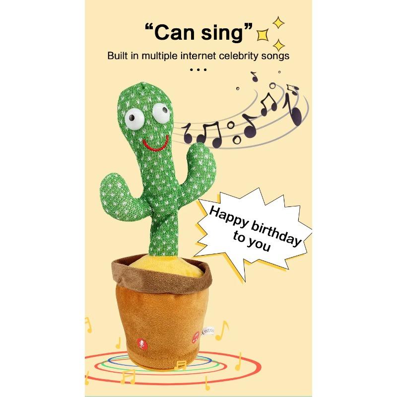 Kids Adult USB Electric Singing and Dancing Recording Repeater Cactus Plush Funny Decompression Toys Party Games & Activities