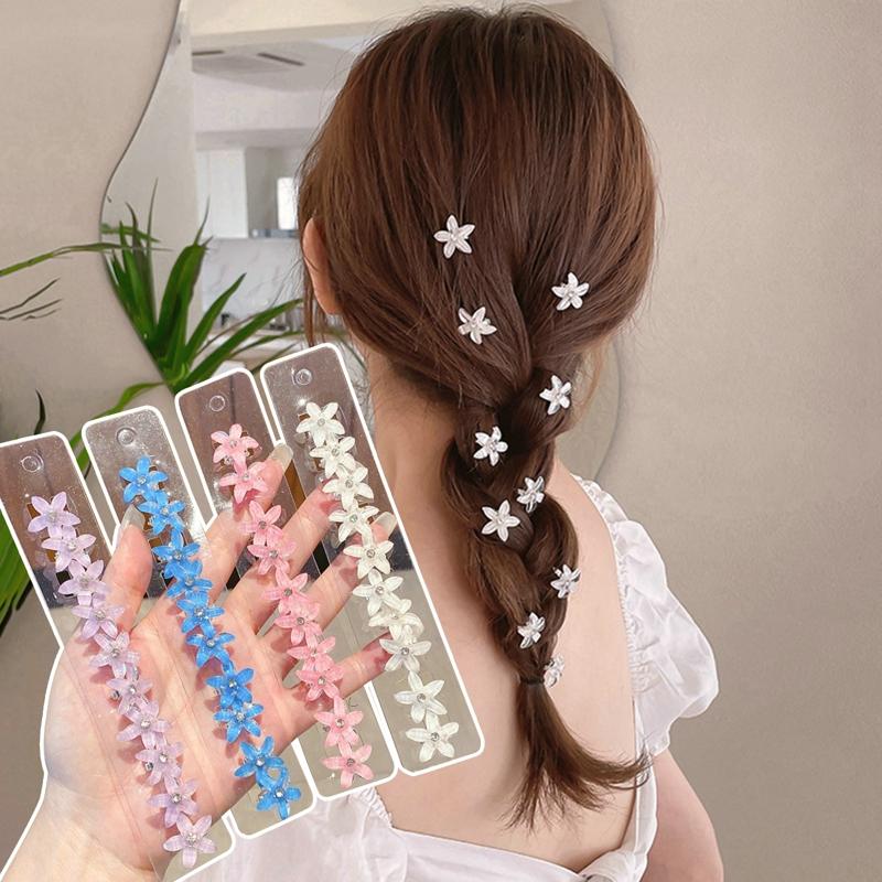10Pcs/set Flower Hair Clips Rhinestones Girl Hair Claws Kids Fashion Hairpins Sweet Headwear Hair Accessories