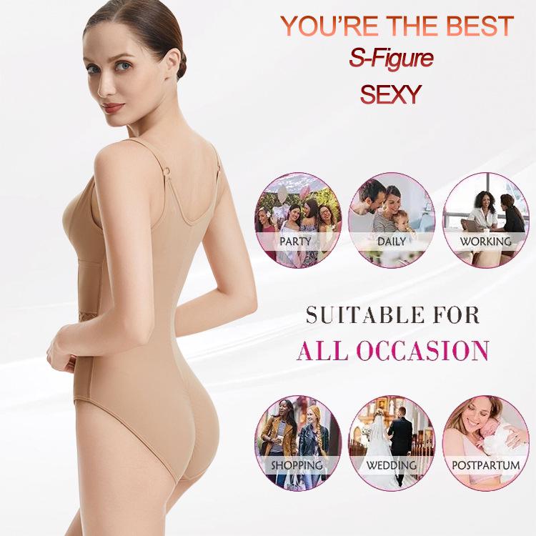 Women's Seamless V-Neck Bodysuit: X-Type Tummy Control, Open Crotch, Push-Up Shaper
