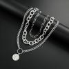 3pcs Vintage Multi-Layer Coin Pendant Necklace Set For Women Fashion Chic Thick Chain Necklaces Daily Wear Wedding Jewelry Gifts