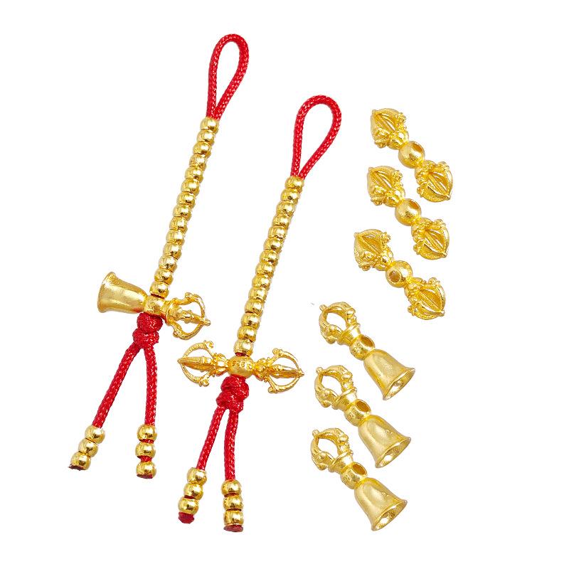 Gold-Plated S925 Sterling Silver Vajra Pestle Spacer Beads for DIY Braided Rope Beading Wenwan Accessories.
