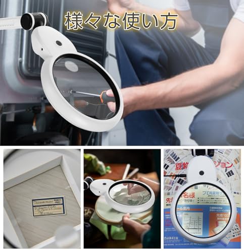 ZenCT Schreibtischlupe [6-fache & 12-fache Vergrößerung] mit LED-Licht, USB-betrieben/Batteriebetrieben, 11,2 cm Durchmesser, 21 Lichter, 2 Linsentypen, Ausziehbar