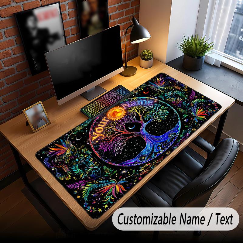 Tree of Life Theme Custom Mouse Pad Personalized With Name Text Customized Desk Mat For Office Home Decor