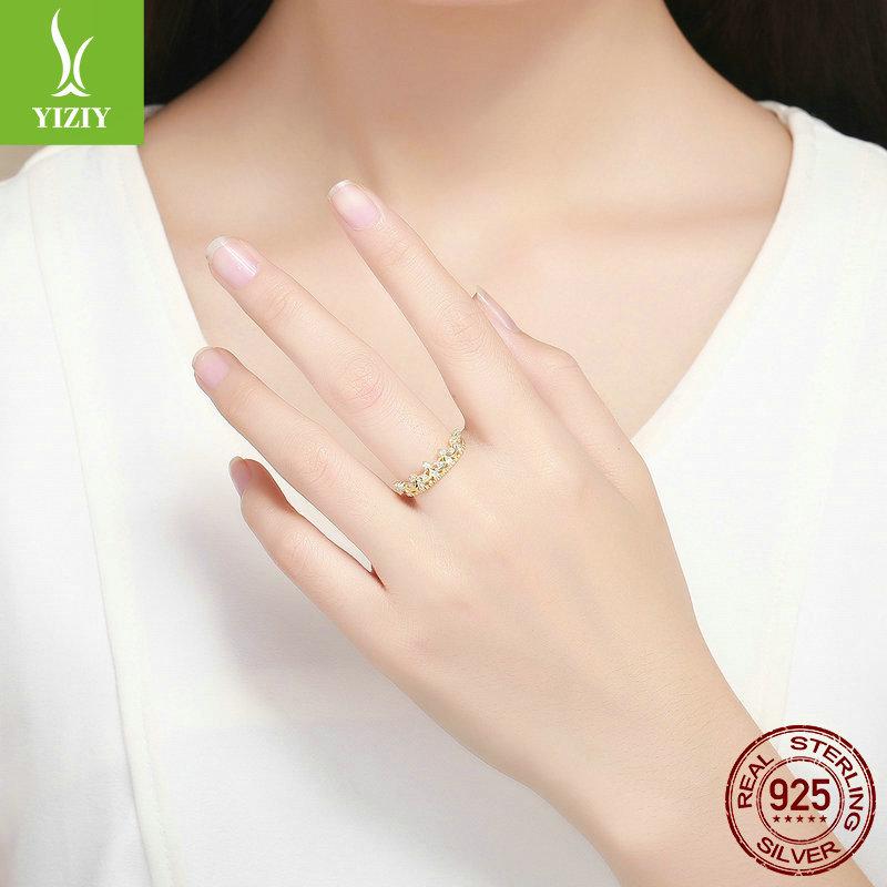 Queen'S Laurel 925 Sterling Silver Ring Women'S Real Gold Plated Fashion Jewelry Ring Scr493