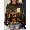 Womens Casual Hoodie With 3D Halloween Print Round Neck Lightweight Breathable Fabric