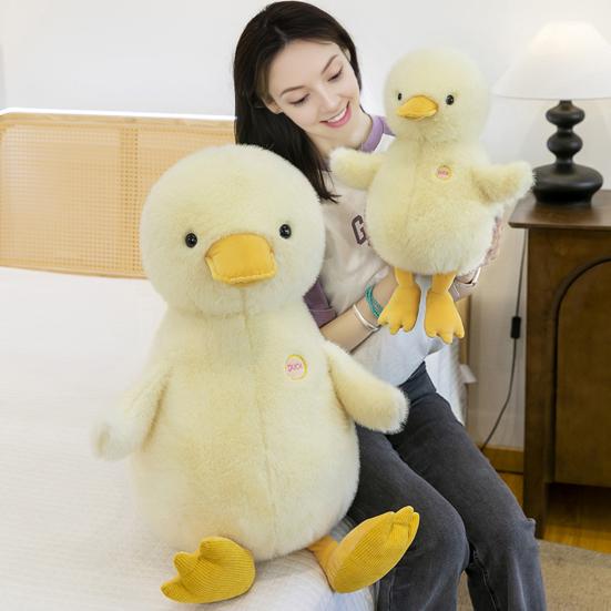 Yousheng Duck Doll Yellow Round Body Soft Plush Toy with Duck Paws Bill Multiple Sizes Fluffy Healing Cushion Home Decor