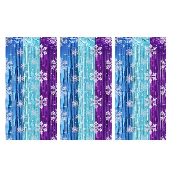 

Фольгированные шторки-бахрома Снежинки Металлик Серебристый Синий Мишура Снежинки Стример Фотофон для Рождества Зимней сказки Ледяной вечеринки Украшение 3pcs