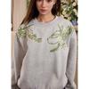 HACR Necklace Harshandcruel American Street Handwritten Flower Necklace Couple Sense Crew Neck Pullover Sweatshirt