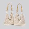 Relaxing Large-capacity Cotton Mesh Hand-woven Shoulder Bag for Women, Suitable for Beach and Vacation Use.