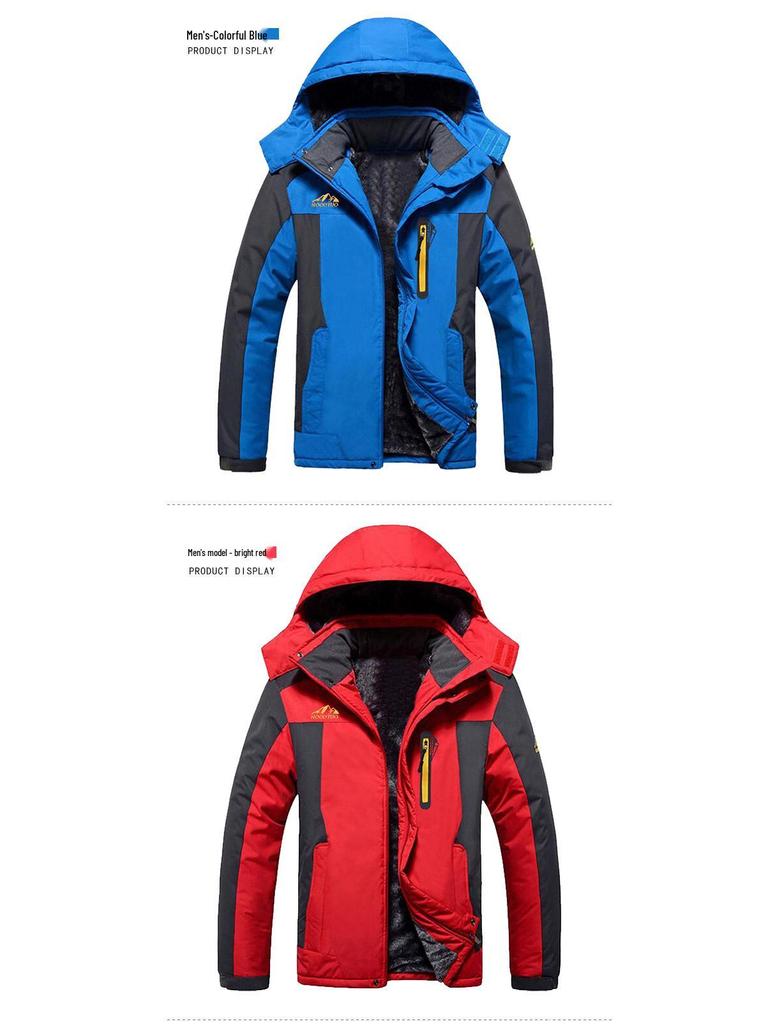 Men's Fleece-Lined Windproof Fishing Jacket - Warm, Thickened Winter Mountaineering Workwear with Custom Logo.