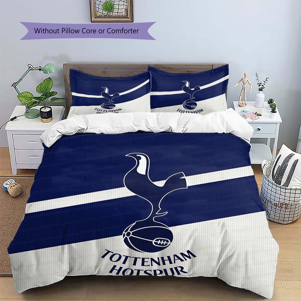 Tottenham Hotspur FC Pattern Bedding Home Decoration Birthday Gift (1 * Duvet Cover + 2 * Pillowcase, Without Core)