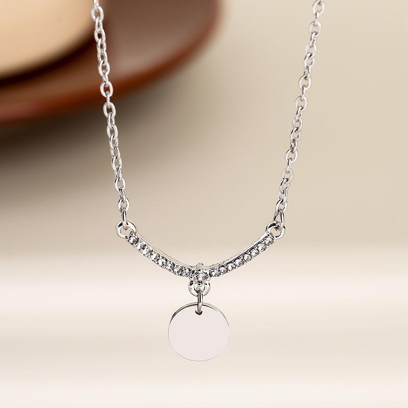 Stainless Steel V-Shape Necklace with Multiple Accessories and UV Color Printed Cross Chain