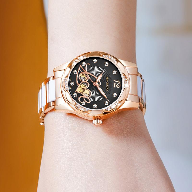 Montres pour femmes au design élégant Montres mécaniques automatiques pour femmes de luxe de marque supérieure en céramique