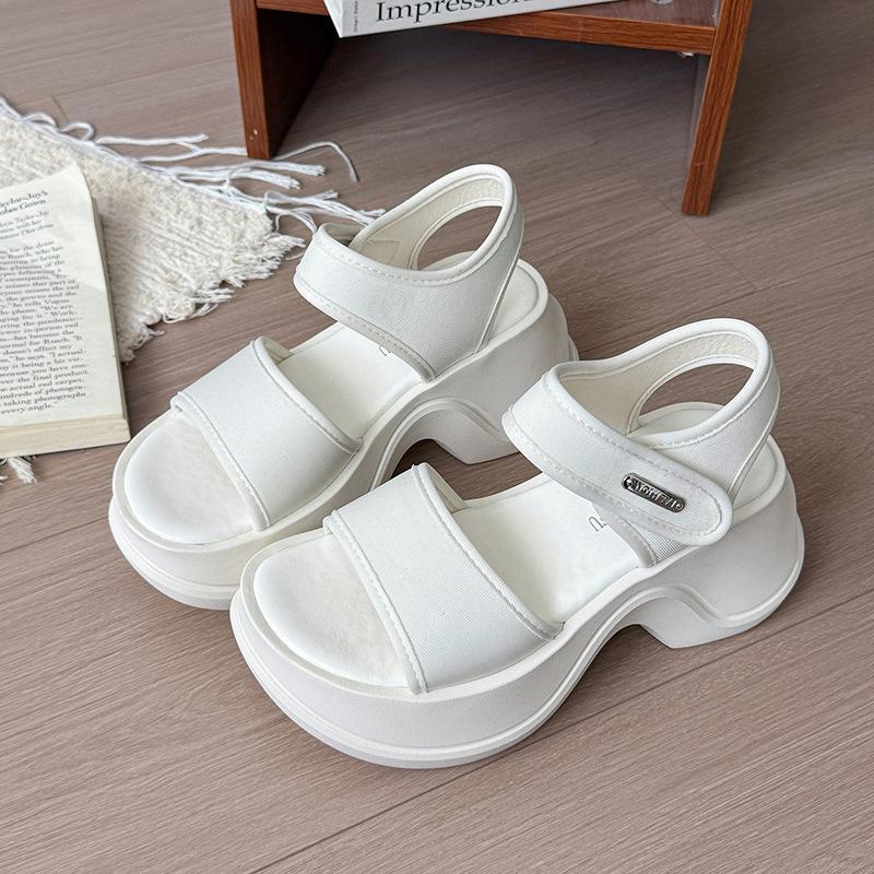 Rome Beach Sandals Women's 2025 New Summer Leisure Vacation Stretch Cloth Muffin Platform Student Sports Sandals